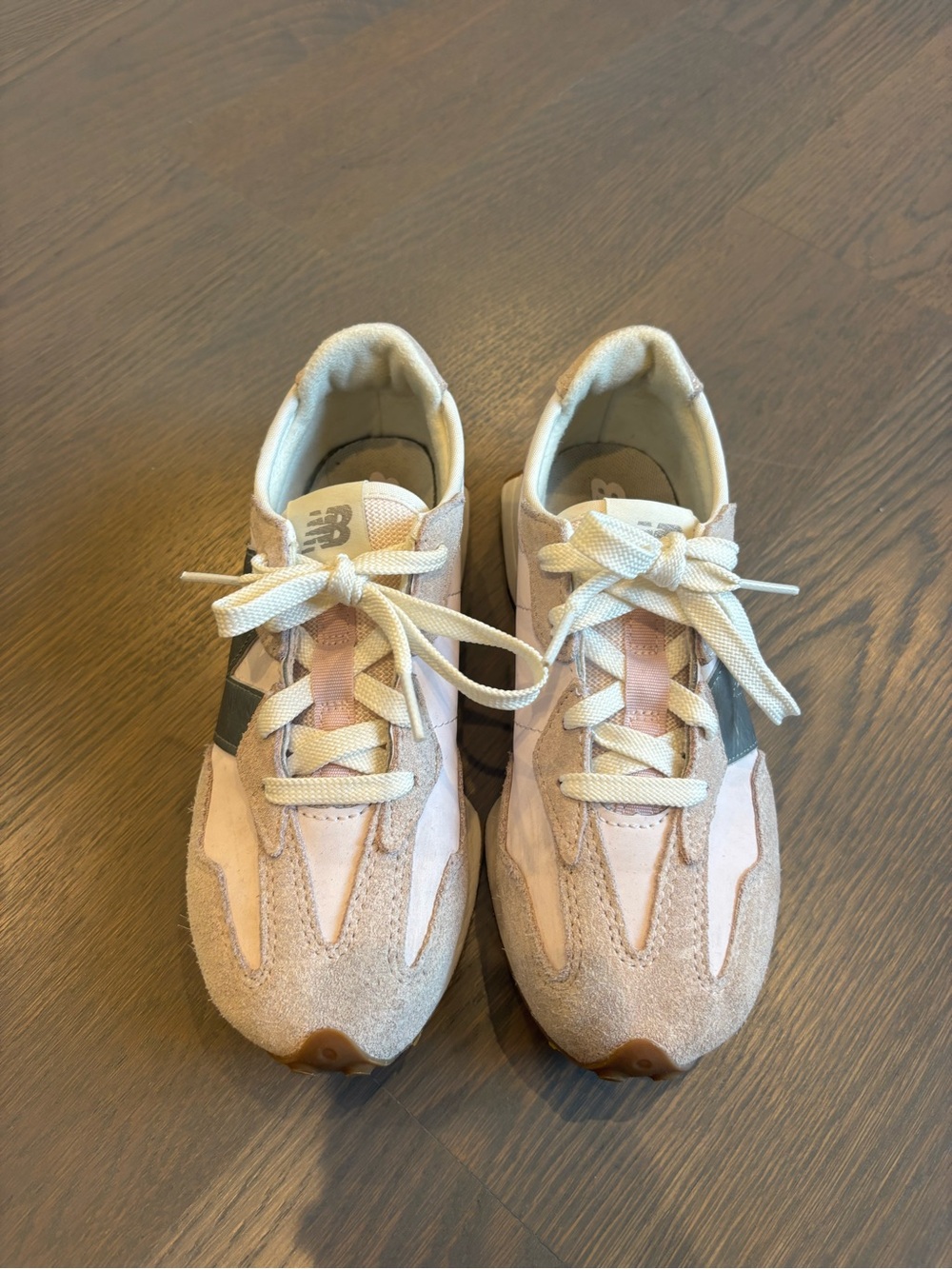 New Balance Kids Pale Pink Suede & Mesh Sneakers